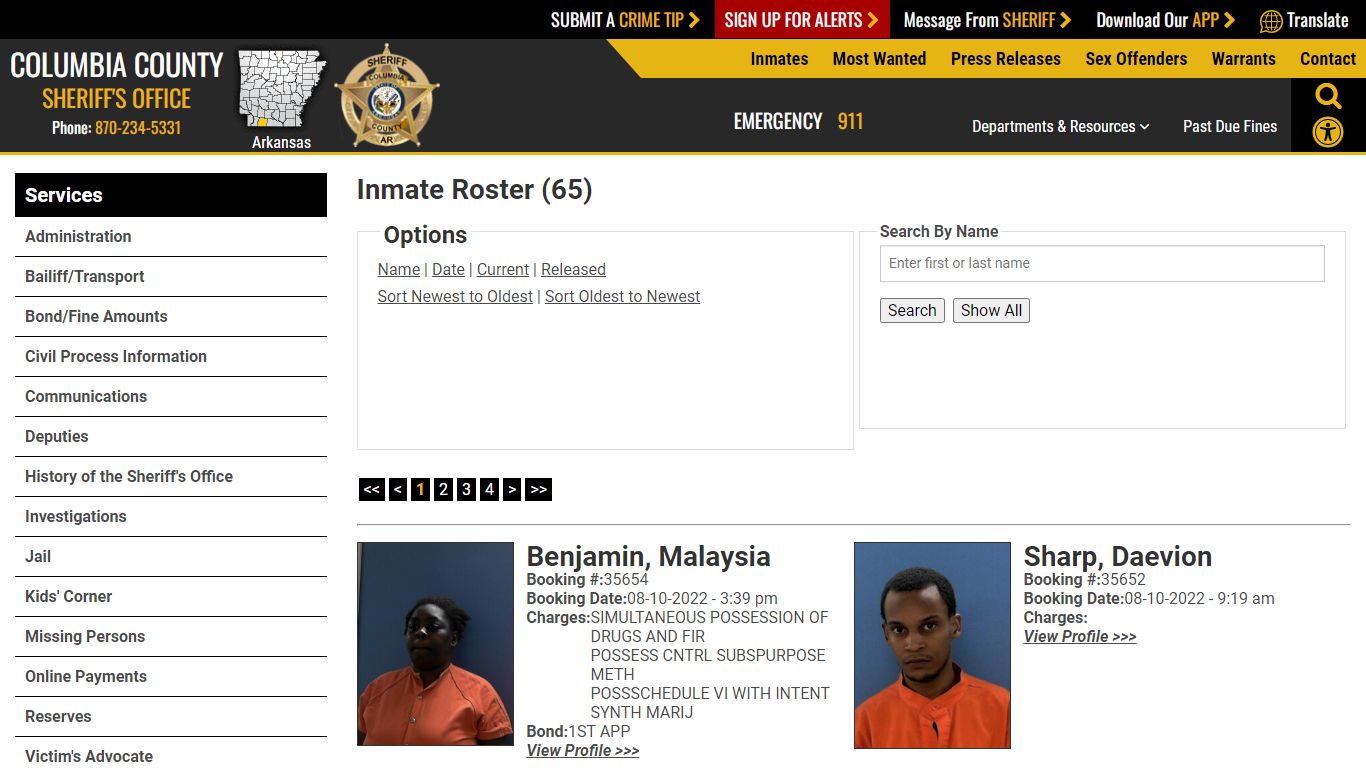 Inmate Roster - Columbia County Sheriff AR